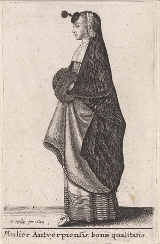 Mulier Antverpiensis bonae qualitatis, Wenceslaus Hollar, 1643 Canvas Print