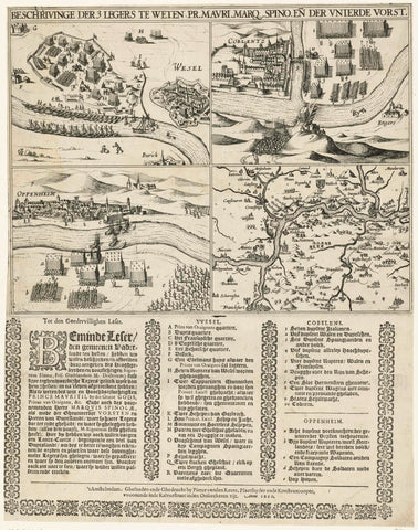 The three armies in the Rhineland, 1620, Pieter van der Keere, 1620 Canvas Print