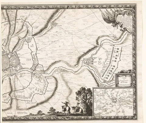 Map with the French army camps at the relief of Arras (right plate), 1654, Nicolas Cochin (attributed to), 1655 Canvas Print