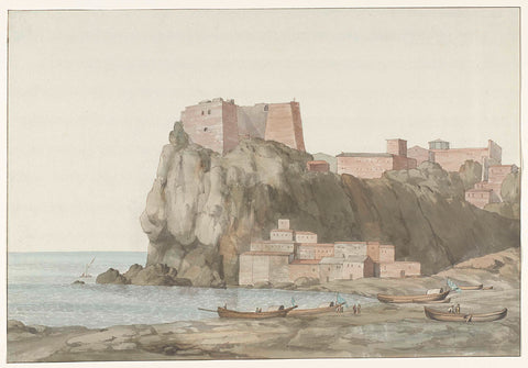 Rock and town of Scilla in the West Coast Calabria region, Louis Ducros, 1778 Canvas Print