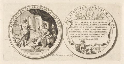 Medal at the centenary of the Utrecht University of Applied Sciences, 1736, François van Bleyswijck, 1736 Canvas Print