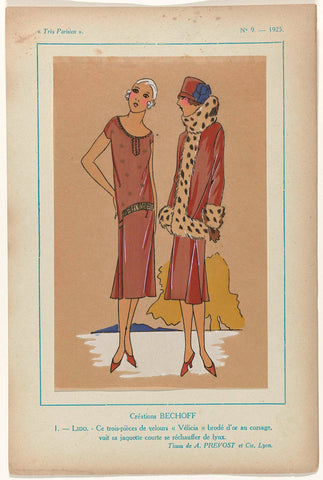 Très Parisien, 1925, No. 9, Pl. 1: Creations BECHOFF - LIDO, G-P. Joumard, 1925 Canvas Print