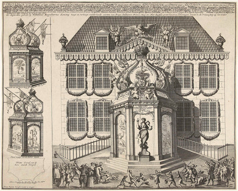 Temple erected in front of the house of the Imperial Ambassador in The Hague in honor of the birth of Archduke Leopold Johan, 1716, anonymous, 1716 Canvas Print