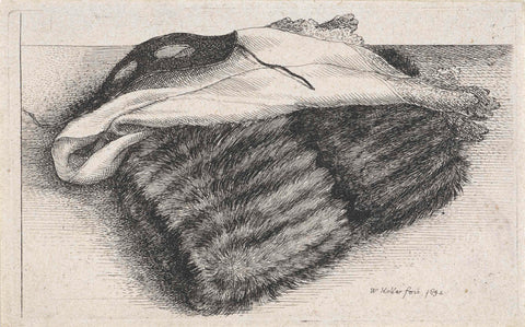 of fur, a handkerchief and a mask, Wenceslaus Hollar, 1642 Canvas Print