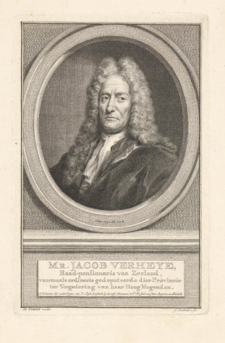 Portret van Jacob Verheije, Jacob Houbraken, 1760 Canvas Print