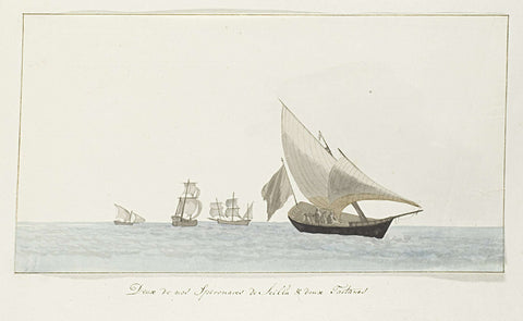 Four ships: two spéronares of Scilla and two tartanes, Louis Ducros, 1778 Canvas Print