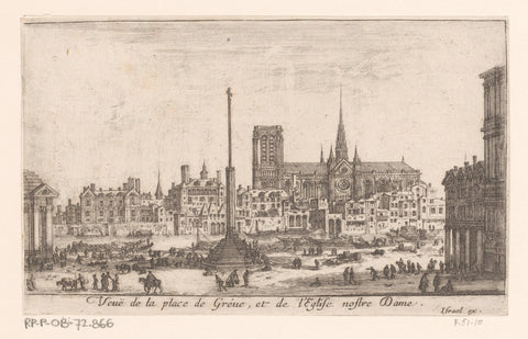 View of place de Grève and Notre-Dame, Israel Silvestre, 1652 Canvas Print