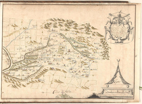 Map of the catchment area of the rivers Rio Agueda and Rio Coa, c. 1701-1715, Samuel Du Ry de Champdoré, 1701 - 1715 Canvas Print