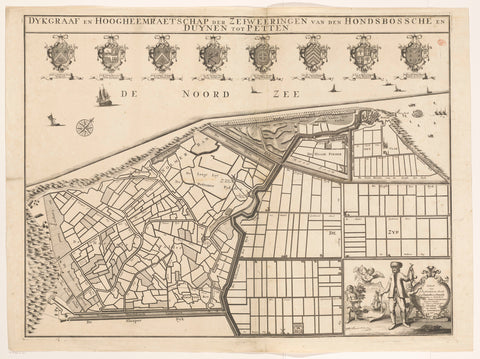 Map of the Hondsbossche Zeewering and the dunes near Petten, Hendrik de Leth, 1730 - 1731 Canvas Print