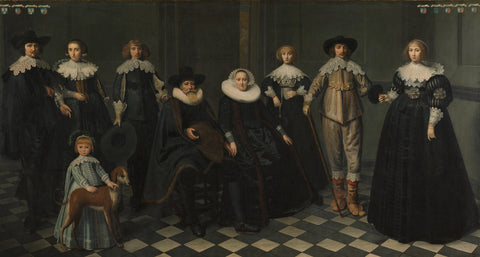 Portrait of the Family of Dirck Bas Jacobsz, Burgomaster of Amsterdam, Dirck Dircksz. van Santvoort, 1634 - 1635 Canvas Print