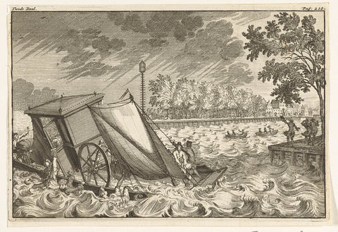 Prince Johan Willem Friso drowns at Moerdijk, 1711, anonymous, 1714 - 1716 Canvas Print