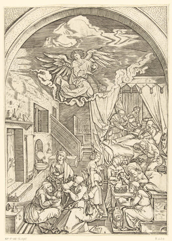 Birth of the Virgin, Marcantonio Raimondi, 1510 - 1515 Canvas Print