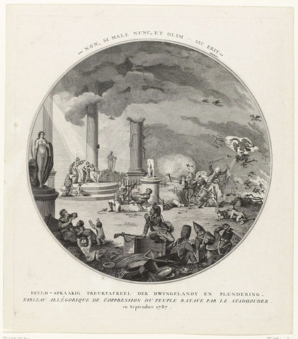 Allegory on the tribulation of the land by the stadholder and the Prussians, 1787, anonymous, 1787 Canvas Print