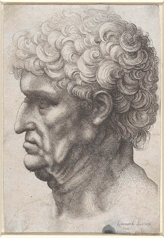 Head of man with curly hair, and profile, Wenceslaus Hollar, 1644 - 1652 Canvas Print