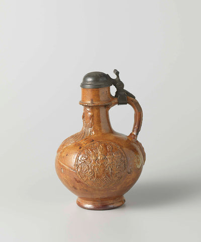 Jug (Bartmann jug) with the coat of arms of Cologne and Gulik-Kleef-Berg, anonymous, 1577 Canvas Print