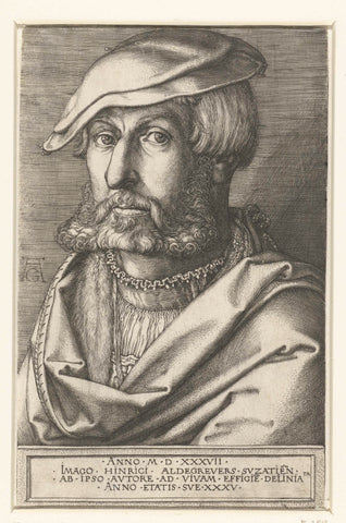 Self-portrait of Heinrich Aldegrever, Heinrich Aldegrever, 1537 Canvas Print