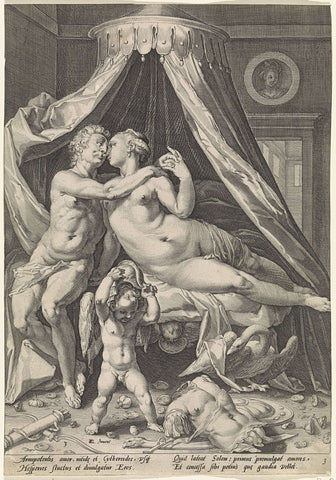 Mars en Venus, Jacob Matham, 1592 - 1594 Canvas Print