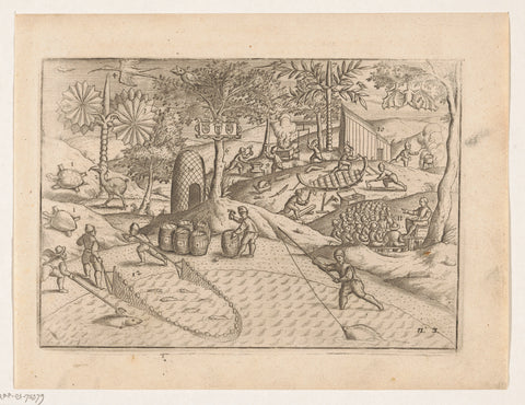 Camp of the Dutch in Mauritius, 1598, anonymous, 1619 Canvas Print