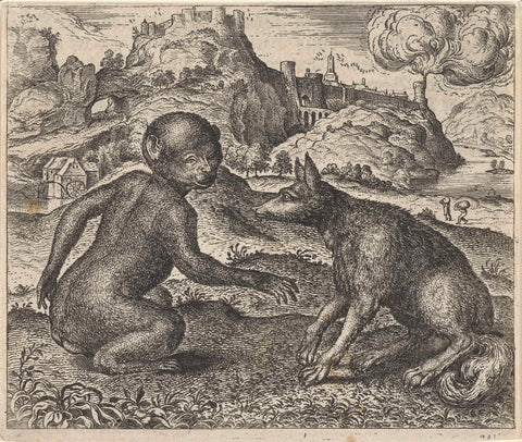 Fable of the Monkey and the Fox, Aegidius Sadeler, 1608 Canvas Print