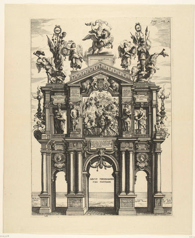 Triumphal arch of Ferdinand (reverse); entry of Ferdinand at Antwerp in 1635 (no. 28), Theodoor van Thulden, 1639-1641 Canvas Print