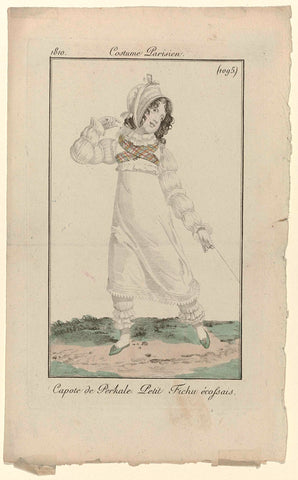 Journal des Dames et des Modes, Costume Parisien, 15 October 1810, (1095): Capote de Perkal (...), anonymous, 1810 Canvas Print