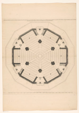 Map with the third layer of a dome church for the Botermarkt in Amsterdam, Daniël Stopendaal (possibly), c. 1700 - 1705 Canvas Print