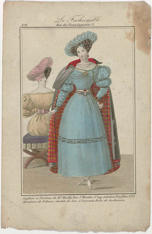 Le Fashionable, 1829, No. 6: Coiffure à Turban (...), anonymous, 1829 Canvas Print