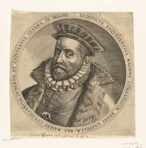 Portrait of Luis de Requesens, Frans Hogenberg, 1573 - 1590 Canvas Print