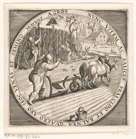 The month of March, plows, ca. 1600, anonymous, 1650 - 1675 Canvas Print