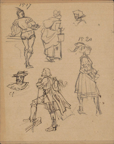 Figures in costumes from 1517-1520, Marius Bauer, 1885 Canvas Print