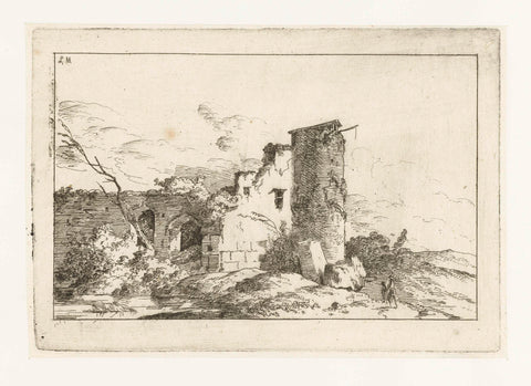 Ruin of a fort, Louis Gabriel Moreau, 1770 - 1825 Canvas Print