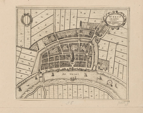 Map of Weesp, anonymous, 1728 Canvas Print