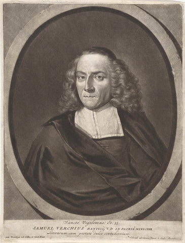 Portret van de theoloog Samuel Verch, Pieter Schenk (I), 1670 - 1713 Canvas Print