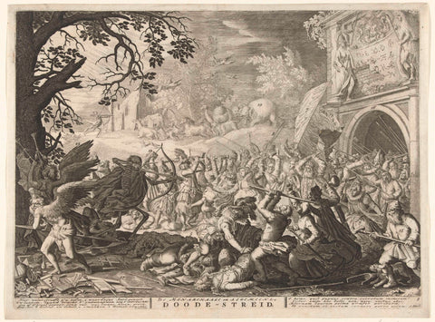 Death fights against humanity, Boetius Adamsz. Bolswert, 1707 - 1708 Canvas Print