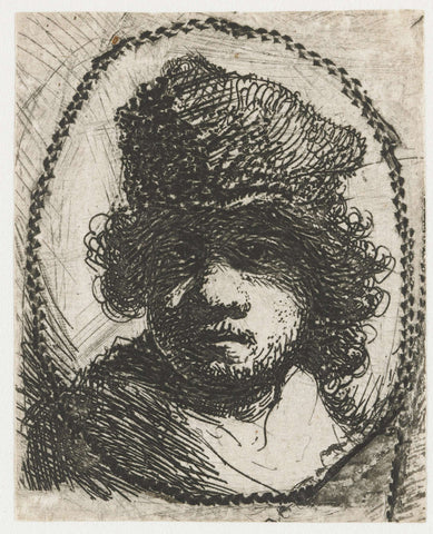 Self-portrait in a Fur Cap, Rembrandt van Rijn, c. 1629 Canvas Print