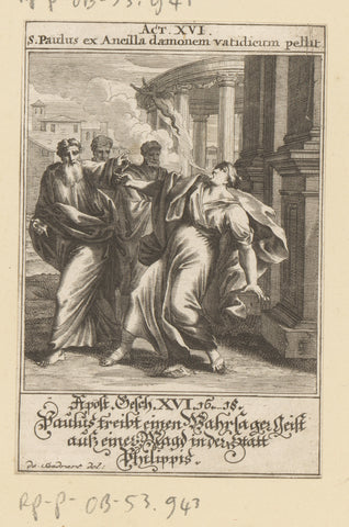 Apostle Paul expels an evil spirit from the handmain, anonymous, 1697 Canvas Print