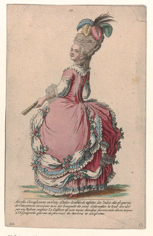 Gallerie des Modes et Costumes Français, 1785, nr. 11, nr. 22, Kopie naar ee 170 (bis) : Novelle Circassienn (...), Pierre Gleich (possibly), c. 1785 Canvas Print