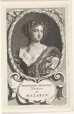 Portrait of Hortense Mancini, Duchess of Mazarin, Bernard Picart, 1724 Canvas Print