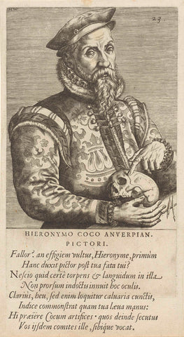 Portret van de schilder Hieronymus Cock, Johannes Wierix, 1572 Canvas Print