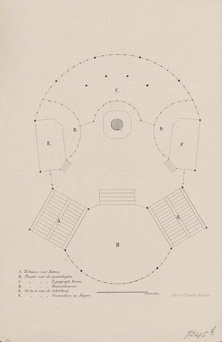 Map of the stands and fenced-off space around the statue of Coster, 1856, C.D. Emrik, 1856 Canvas Print