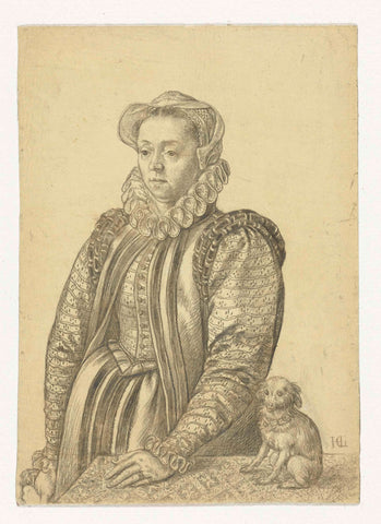 Portret van een voorname vrouw, Hendrick Goltzius, 1581 - 1591 Canvas Print