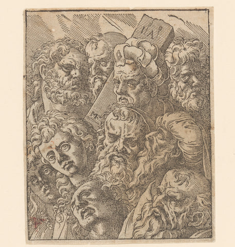 Ten heads of men of different ages, Lucas Mayer, Jost Amman, 1580 Canvas Print