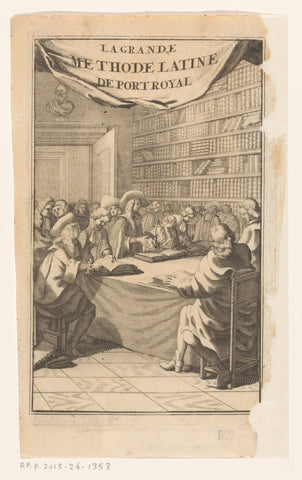 Men in a library, anonymous, 1696 Canvas Print