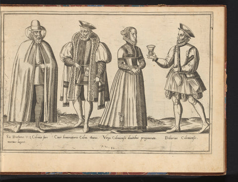 Three men and a woman, dressed according to fashion ca. 1580 in Cologne, Abraham de Bruyn, 1581 Canvas Print