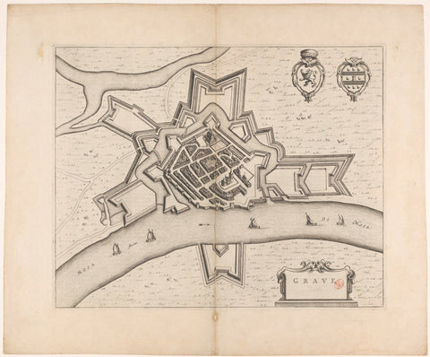 Fortress map of Grave, anonymous, 1652 Canvas Print