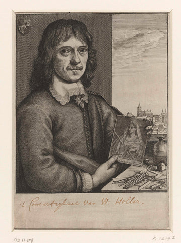 Self-portrait of Wenzel Hollar, Wenceslaus Hollar, 1649 - 1670 Canvas Print