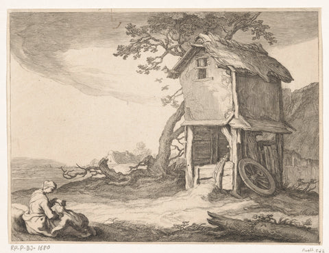 Landscape with dovecote, Frederick Bloemaert, after 1647 Canvas Print