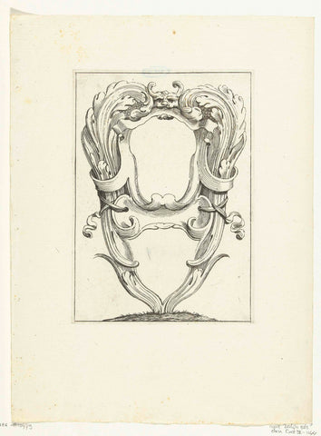 Double cartouche between leaf vines, Agostino Mitelli, after 1619 - before 1642 Canvas Print