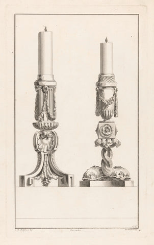 Candlesticks with dolphins, Berthault, 1771 Canvas Print