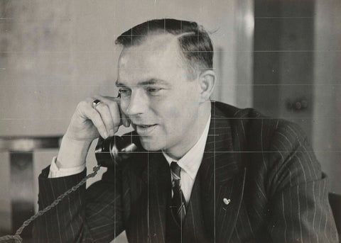 Minister J.A.W. Burger on the phone, Netherland Government Information Bureau, 1943 - 1944 Canvas Print